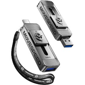 MOVE SPEED 1TB Solid State Drives with Dual Ports & Push-Pull Design — 560MB/s Read Speed, Type C + USB 3.2 Drive Portable ssd for iPhone 15/16/Android/Mac