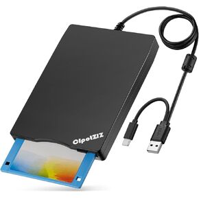 قارئ القرص المرن USB C خارجي 3.5 بوصة 1.44 ميجابايت قارئ قرص مرن مرنة النوع USB النوع A/C مرنة محرك الأقراص/المشغل/المحول متوافق مع Windows 11/0/7/7/XP ، لا يتوافق مع MAC