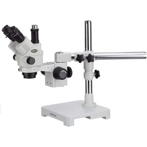 7X-45X Simul-Focal Stereo Lockable Zoom Microscope on Single Arm Boom Stand