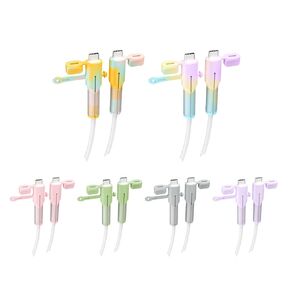 Charger Cable Protector Compatible, Silicone Cord Savers, 6 Sets Data Cable Protector Organizer Phone Charger Accessories, 6 Colors (Type C to C, Black White)