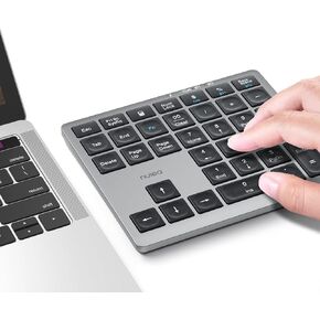 Nulea Wireless Number Pad Bluetooth 5.0 & 2.4G Portable Numeric Keyboard, USB-C Rechargeable, 34-Keys Bluetooth Keyboard for Data Entry, Compatible for Laptop, Mac, iMac, Tablet, PC Desktop