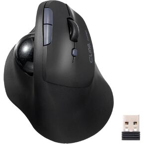 Sanwa Bluetooth + 2.4G Mouse Wireless Trackball Mouse ، الفئران الصامتة في كرة الأسطوانة ، الماوس الإبهام الرأسي القابل للبرمجة ، اتصال 2 ، متوافق مع MAC ، Windows ، الكمبيوتر المحمول ، Android ، الكمبيوتر الشخصي ، Black
