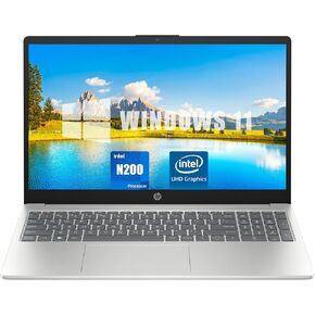 HP 15.6" Laptop, Intel Pentium N200 Processor, 16GB RAM, 128GB UFS, Intel UHD Graphics, Windows 11 Home, Anti-Glare HD Display, Webcam, Wi-Fi, Bluetooth, Alpacatec Accessories, Silver(Renewed)