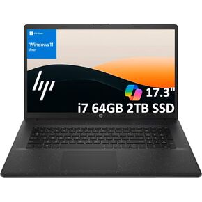 HP 17 LAPTOP (17.3 "HD+ Anti-Glare ، Intel 10-Core I7-1255U ، 64GB RAM ، 2TB SSD) للأعمال التجارية ، المنزل ، الطلاب ، عمر البطارية الطويل ، الإطار الضيق ، HDMI ، كاميرا الويب ، Wi-Fi ، Fast Charge ، Win 11 Pro ، Black