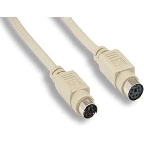 KENTEK 25 Feet FT Mini DIN6 MDIN6 PS/2 Keyboard Mouse Extension Cable Cord 28 AWG Molded 6 Pin Male to Female M/F for PC Mac Linux