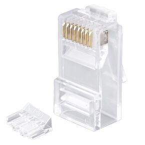 Cat5e RJ45 Connectors,100-PACK Cat5 Ends/Cat 5 Connector/Cat 5e RJ45 Modular Plugs(3-Prong Gold Plated 15μ),UTP Network Plug for Solid Strand Cable