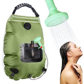 Unniweei Solar Portable Shower Bag, 5 Gal/20L Solar Heating Camping Shower Bag with Removable Hose&On-Off Switchable Shower Head, Compact Camping Shower for Camping, Hiking, Traveling, Beach Swimming