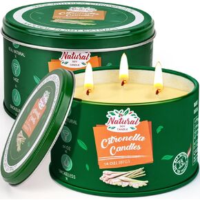 شموع Citronella في الهواء الطلق ، شموع كبيرة في الهواء الطلق 3-wick لحديقة الفناء (14 أوقية لكل منها) ، Nature Soy Wax Lemomgrass خارج شمعة ، شمعة صيفية زخرفية طويلة الأمد للتخييم ، الفناء الخلفي