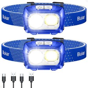 LED Headlamp Rechargeable,2000L Super Bright Headlight with Motion Sensor -Dimmable Brightness,8 Modes,Spotlight&Floodlight&Red Light Combination,IPX5 Waterproof for Hiking,Camping - 2 Pack