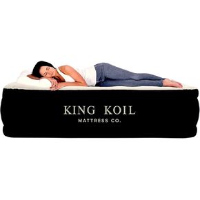King Koil Luxury Queen Size Air Mattress with Built-in High-Speed Pump, 20" Adjustable Double High Premium Pillow Top Inflatable Airbed for Guests, Camping & Home (Manufacturer Warranty)