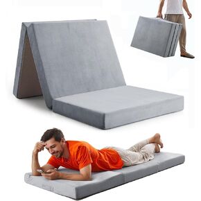 Sleeping Mats for Adults,Memory Foam Camping Folding Pad,Floor Trifold Mattress,Machine Washable Cover,Guest Bed