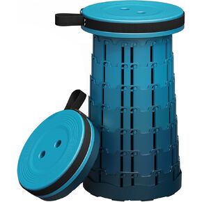Upgraded Collapsible Stool with Load Capacity 400lbs and Folding Portable Retractable Telescoping Foldable Camping Stool for Adults Outdoor Camping Fishing Hiking Carrying Straps(Blue).
