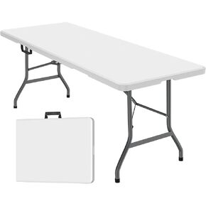 FWTI Deal 6 Feet Foldable Table, Built in Carrying Handle & Alloy Steel Legs, Heavy Duty Portable for Party, Dining, Wedding, Events, Picnic, Indoor, Outdoor, Camping, Utility, White