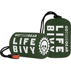 Go Time Gear Life Bivy Emergency Survival Sleeping Bag Thermal Bivy - Use as Emergency Bivy Sack, Survival Sleeping Bag, Mylar Emergency Blanket
