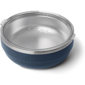 YETI Rambler Low Bowl, Vacuum Insulated, Stackable and Nestable Stainless Steel Bowl with Lid, 3.6 Quart, Navy