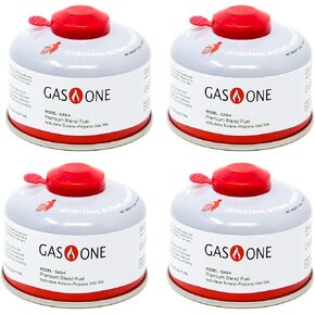 GasOne Camping Fuel Blend Isobutane Fuel Canister 100g (4 Pack)