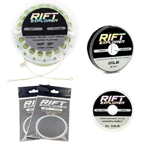 RIFT WF Fly Fishing Line Kit 3 5WT Dual Welded Loop Fly Fishing Line Pre-Tied Leader Braided Backing Tippet Fish Line
