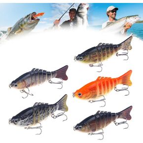 5Pack Robotic Fishing Lure, Lifelike 3D Swimming Bait for Freshwater and Saltwater, Attracts Bass Trout Crappie Walleye Beginners Fishing Lures Fishing Gear for Family Fishing