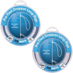 Pre-Tied 40 lb & 100 lb Bundle - 1 ea. 40 lb & 100 lb Dropper Loop Rigs with 80 or 50 Loops - Perfect for Saltwater & Freshwater Fishing