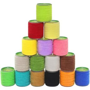 LURELINK Chenille Fly Tying Materials 16-Color Kit Fly Tying Supplies for Crappie Jigs, Wooly Buggers, Streamers (Standard Chenille -16 Color Set)