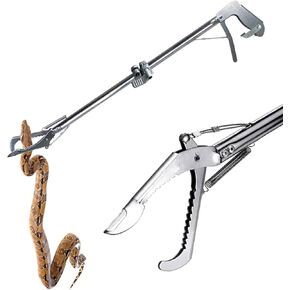 47-inch Stainless Steel Professional Standard Snake Tong Grabber Snake Catcher Wide Jaw Handling Tool Snake Tong Grabber