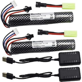 Blomiky 11.1V 2000mAH Li-ion 3S Rechargeable Battery Suitable for Air Soft Splatter Blaster / 183503 * 2
