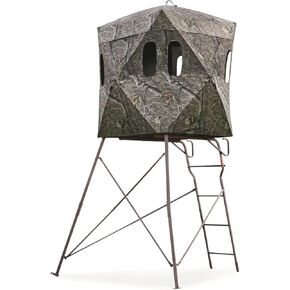 Guide Gear 6 Foot Tripod Hunting Tower Blind, 2-Man Stand Elevated, Hunting Gear Equipment Accessories, 4 by 4 Mossy Oak Country Roots