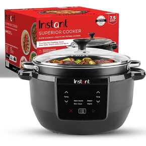 Instant Pot Superior Cooker 7.5QT Slow Cooker and Multicooker, 4-in-1 Functions, Sears/Sauté, Slow Cooks/Roast, Steams and Warms, From The Makers of Instant Pot