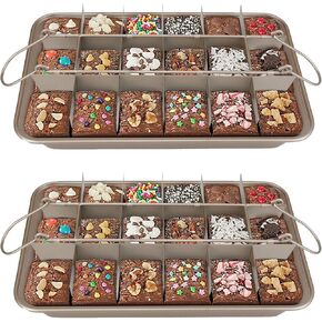 Brownie Pan with Dividers, Non-Stick Backing Pan, Brownie Pan, Lasagna Pan, Brownie Trays,18 Pre-slice Brownie Pan All Edges, Muffin and Cupcake Pan for Baking, Brownie Bites - 12 X 8 X 2 Inches