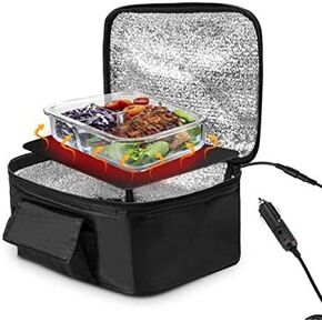 Portable Oven, Portable Mini Car Microwave Electric Oven with 12V Vehicle Plug Fast Heating Picnic Box for Travel Camping Food Cooking