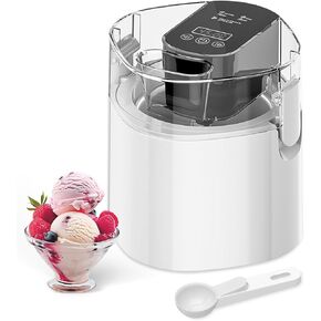 Ice Cream Maker, 1.5-Qt Ice Cream Machine and Frozen Yogurt Machine, 1.5-Qt Insulated Freezer Bowl, LCD Screen and Timer, Quick Results, Easy to Operate and Clean
