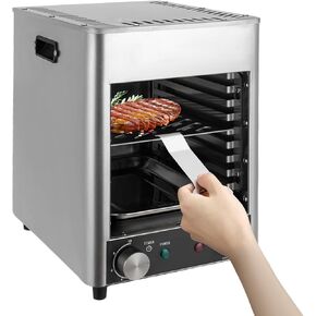 1700W Electric Steak Grill with Timer, 10-Tier Commercial Steak Oven (32℉-1472℉), 9 Grill Slots, Overheat Protection, Stainless Steel Indoor Grill for Beef, Chicken, Vegetables