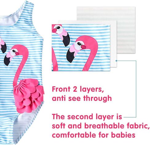 Baby Girls One Piece Swimsuit 12M-5T Toddler Flamingo Bathing Suit with Hat | Soft lining,anti-see through,pull-on,includes swim hat,stretchy,quick dry,12M-5T baby girl swimwear in Saudi Arabia