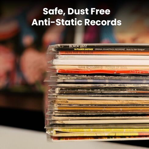 EVEO 100 Vinyl Record Sleeves Outer – Crystal Clear Outer Vinyl Sleeves LP Album Covers 12.75"x12.75" | Perfect Fit Protective 3 Mil Protection for Single & Double LPs - Archival Quality in Kuwait