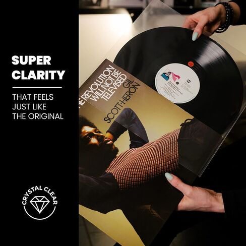 EVEO 100 Vinyl Record Sleeves Outer – Crystal Clear Outer Vinyl Sleeves LP Album Covers 12.75"x12.75" | Perfect Fit Protective 3 Mil Protection for Single & Double LPs - Archival Quality in Kuwait