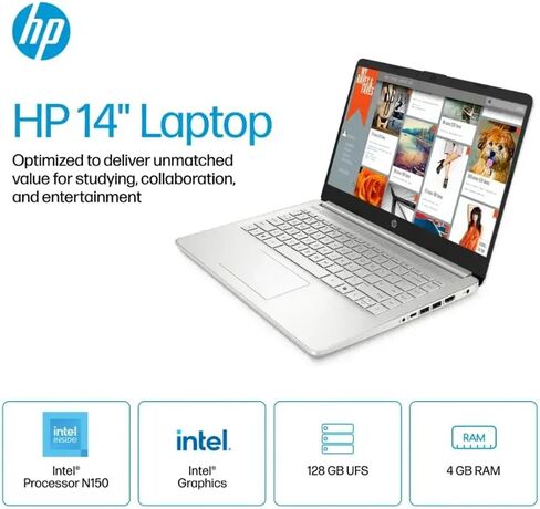 HP 2025 New Student Business Laptop, Intel N150 CPU(Beats N4120), 14 Inch LED, 16GB RAM, 384GB Storage(128GB UFS+256GB MSD), Wi-Fi 6, Copilot AI, Office Pro Lifetime, Windows 11 Pro, Sky Blue, w/Mouse in Saudi Arabia