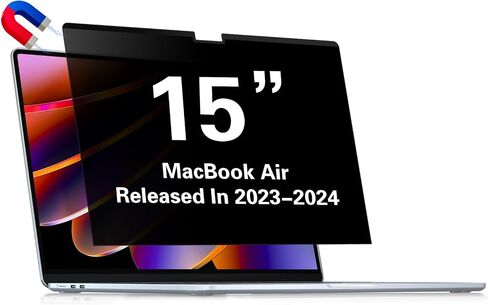 Magnetic MacBook Air 15 Inch Privacy Screen(2023-2025, M2, M3, M4), Removable Anti Glare Blue Light Macbook Pro Screen Protector, 360° Anti Spy and Easy Install Shield in Kuwait