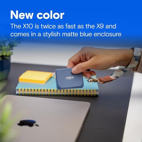 Crucial X10 4TB Portable SSD, Up to 2,100MB/s, USB 3.2 USB-C, External Solid State Drive, Compatible with Windows, Mac & Android, Durable Storage for Games, Photos & Files, Blue - CT4000X10SSD9-02 in Saudi Arabia