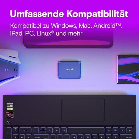 Crucial X10 4TB Portable SSD, Up to 2,100MB/s, USB 3.2 USB-C, External Solid State Drive, Compatible with Windows, Mac & Android, Durable Storage for Games, Photos & Files, Blue - CT4000X10SSD9-02 in Saudi Arabia