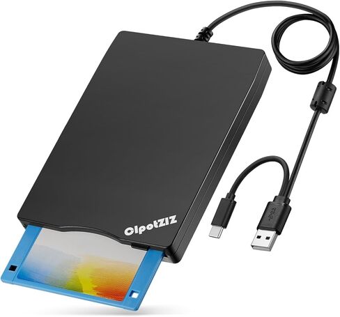 Floppy Disk Reader USB C External 3.5 inch 1.44 MB Floppy Disc Drive Dual USB A/C Floppy Disk Drive/Player/Converter Compatible with Windows 11/10/8/7/XP, Not Compatible with MAC (Brushed Texture) in Saudi Arabia