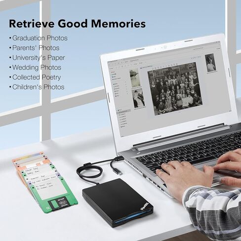 Floppy Disk Reader USB C External 3.5 inch 1.44 MB Floppy Disc Drive Dual USB A/C Floppy Disk Drive/Player/Converter Compatible with Windows 11/10/8/7/XP, Not Compatible with MAC (Brushed Texture) in Saudi Arabia