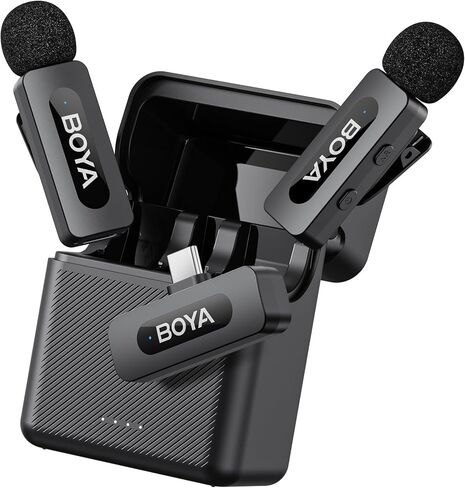 Boya BY-V30 لافالييه لافالييه الميكروفون ، USB Type-C Mini Mini MICs لـ iPhone16 ، الهاتف الذكي Android ، بطارية 36 ساعة ، تقليل الضوضاء ، 328 قدمًا من مكثف المكثف لمقابلة YouTube Tiktok in Kuwait