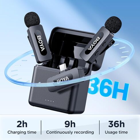 Boya BY-V30 لافالييه لافالييه الميكروفون ، USB Type-C Mini Mini MICs لـ iPhone16 ، الهاتف الذكي Android ، بطارية 36 ساعة ، تقليل الضوضاء ، 328 قدمًا من مكثف المكثف لمقابلة YouTube Tiktok in Kuwait