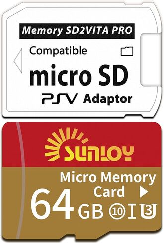 SD2VITA 6.0 PS VITA محول بطاقة الذاكرة مع بطاقة MICRO 64GB MICRO ، MicroSDXC UHS-I بطاقة ذاكرة فلاش مع محول بطاقة PSV Micro SD لـ PSV 1000/2000 PSTV FW 3.60 HENKAKU ENSO SYSTEM in Kuwait