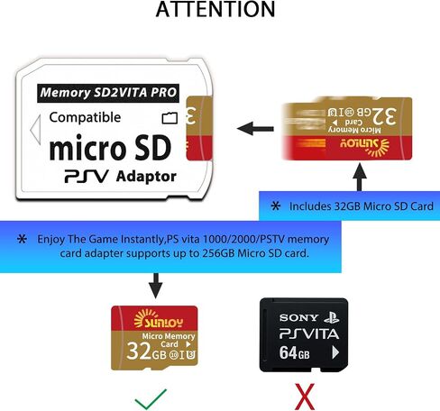 SD2VITA 6.0 PS VITA محول بطاقة الذاكرة مع بطاقة MICRO 64GB MICRO ، MicroSDXC UHS-I بطاقة ذاكرة فلاش مع محول بطاقة PSV Micro SD لـ PSV 1000/2000 PSTV FW 3.60 HENKAKU ENSO SYSTEM in Kuwait
