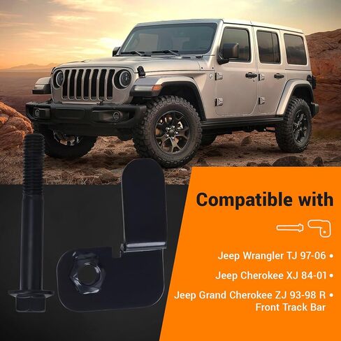 Adasidy Front Track Bar Bolt and Flag Nut Retainer Compatible with Jeep Wrangler TJ 1997-2006, Cherokee XJ 1984-2001, Grand Cherokee ZJ 1993-1998 Replaces 6504449(black-1pcs) in Saudi Arabia