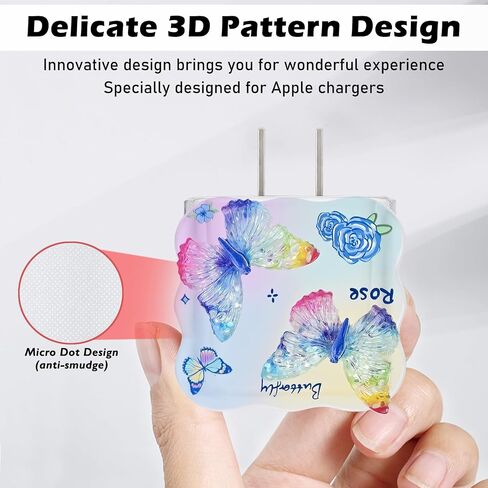 CameCosy DIY Cable Protector for iPhone 18W/20W Charger, Purple Butterfly Flower Design, Cute Data Cord Wire Saver Phone Charger Protector for iPhone X 11 12 13 14 15 16 Plus Pro Max in Saudi Arabia