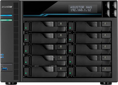 ASUSTOR LOCKERSTOR 10 GEN3 AS6810T 10 BAY NAS ، AMD RYZEN QUART-CORE 2.3 GHz ، 16GB RAM ECC DDR5 ، 4 M.2 NVME SLOTS ، DUAL 5GBE و 10GBE PORT DUAL in Kuwait