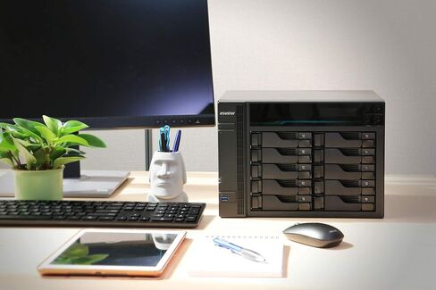 ASUSTOR LOCKERSTOR 10 GEN3 AS6810T 10 BAY NAS ، AMD RYZEN QUART-CORE 2.3 GHz ، 16GB RAM ECC DDR5 ، 4 M.2 NVME SLOTS ، DUAL 5GBE و 10GBE PORT DUAL in Kuwait