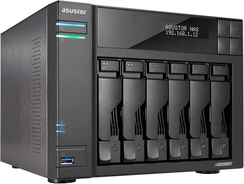 Asustor Lockerstor 10 Gen3 AS6810T 10 Bay NAS, AMD Ryzen Quad-Core 2.3 GHz, 16GB RAM ECC DDR5, 4 M.2 NVMe Slots, Dual 5GbE and Dual 10GbE Port, USB 4.0 Type-C, Network Attached Storage (Diskless) in Kuwait
